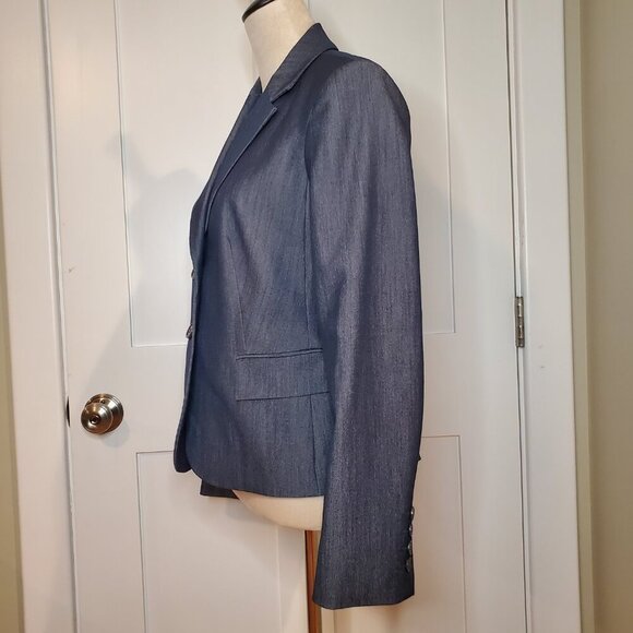 CALVIN KLEIN SZ 6 Blue Denim Look Stretch Blazer/Jacket - Picture 3 of 8